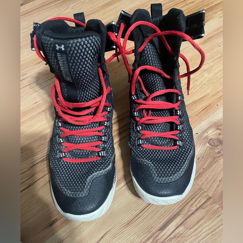 Under Armour Black High-Top Sneakers with Red Accents
